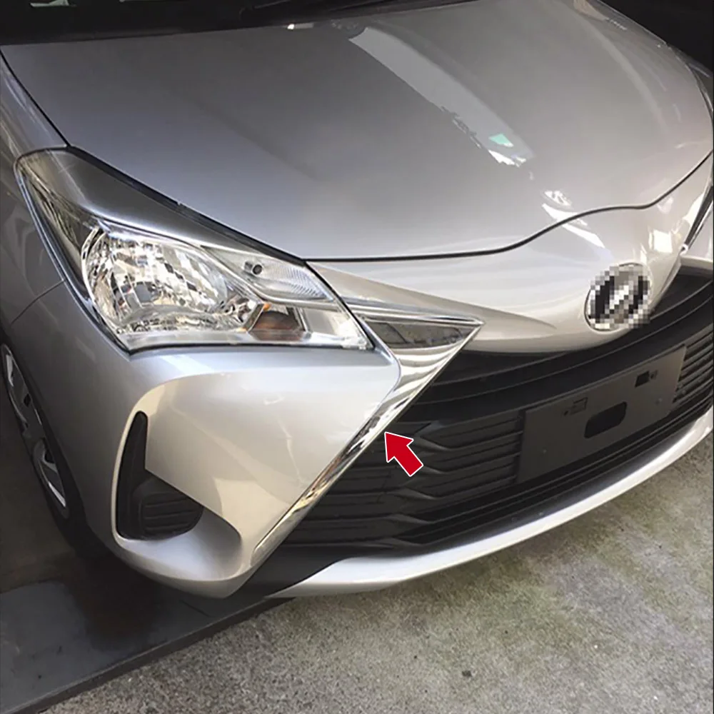 Front Bumper Grille Trim Car Decor for Toyota Vitz/Yaris 130 2017~ Stainless Steel Styling Auto Stickers Car Accessories