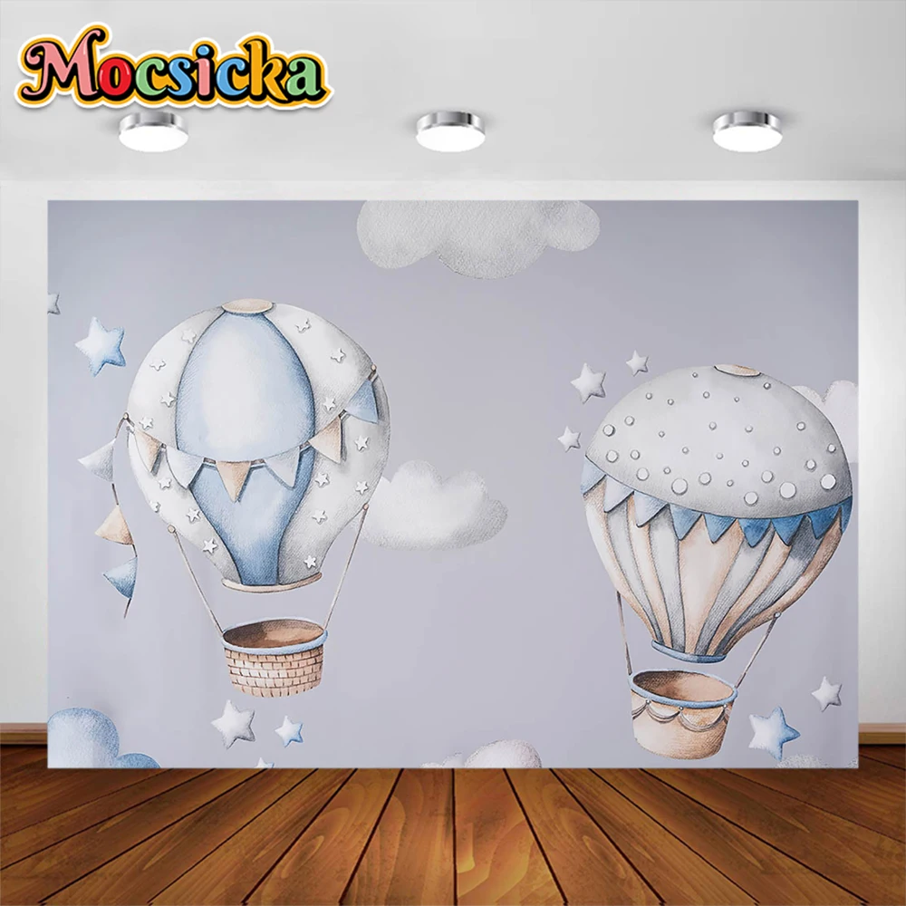 Mocsicka-خلفية التصوير الفوتوغرافي للأطفال ، كرة ساخنة ، سحابة بيضاء ، لوازم الديكور للحفلات ، عيد ميلاد ، استحمام الطفل ، مستلزمات الاستوديو