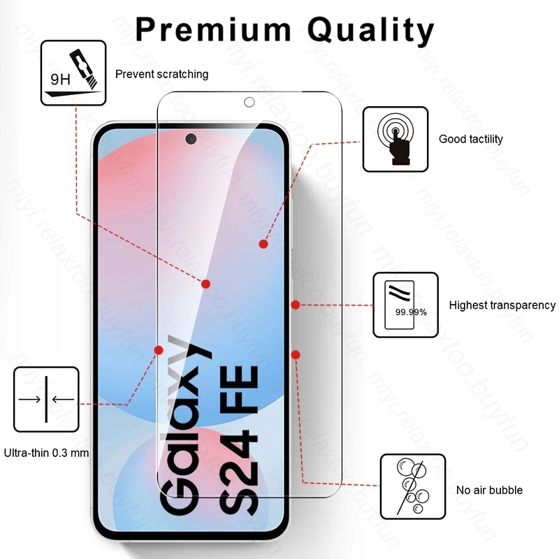 5-1 Stück 9H Premium Panzerglas für Samsung Galaxy S24 S24FE S25 FE S21FE S23FE Handy-Displayschutz Explosionsgeschützter HD-Film – Detail 4