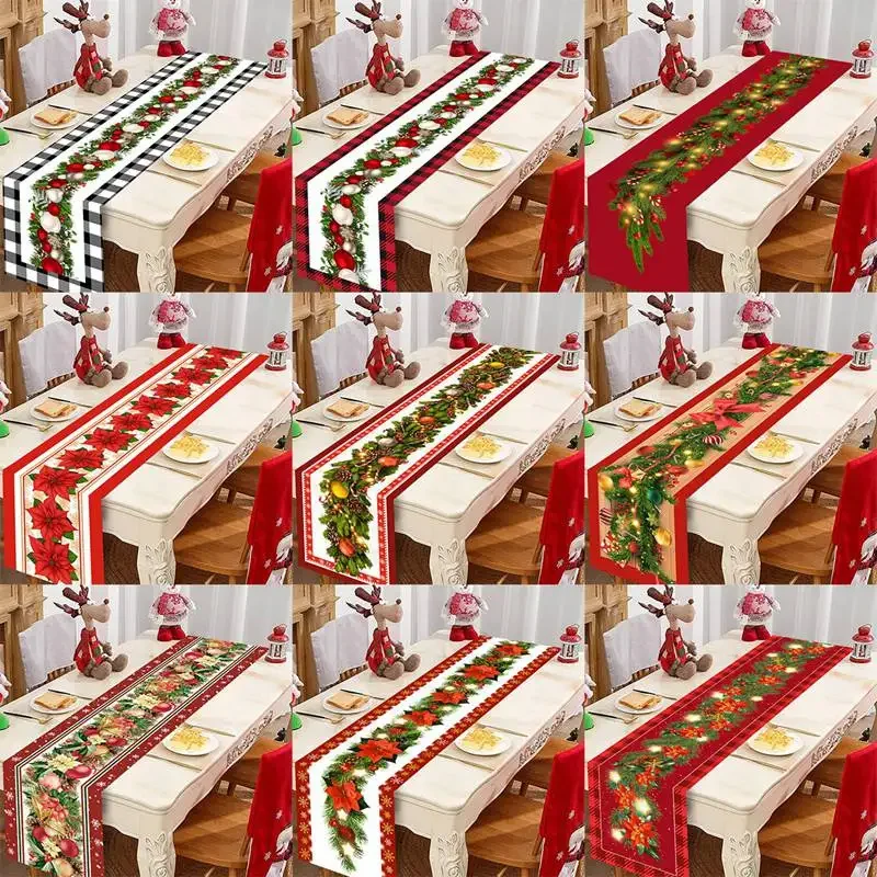 Christmas Table Runner Merry Christmas Decorations For Home 2025 Cristmas Table Flag Cover Navidad Noel Gift New Year Tablecloth