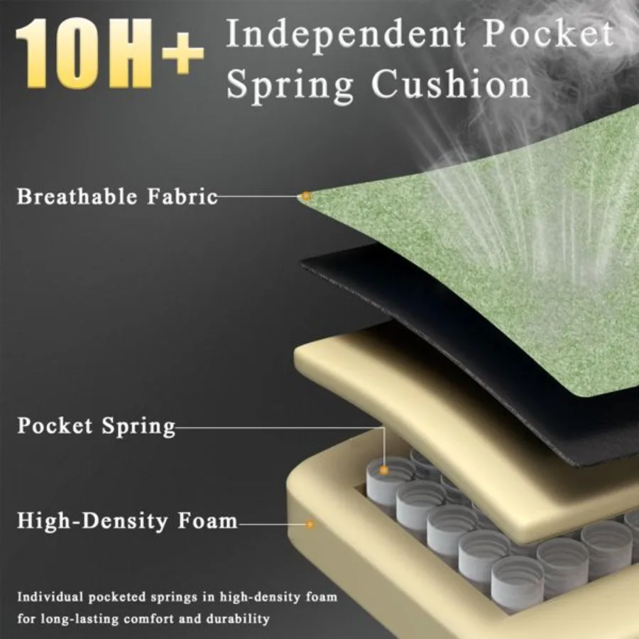 Ergonomic Gaming Chair with Pocketed Spring Cushion Breathable Fabric Computer Chair with Footrest Adjustable Lumbar Support Vi