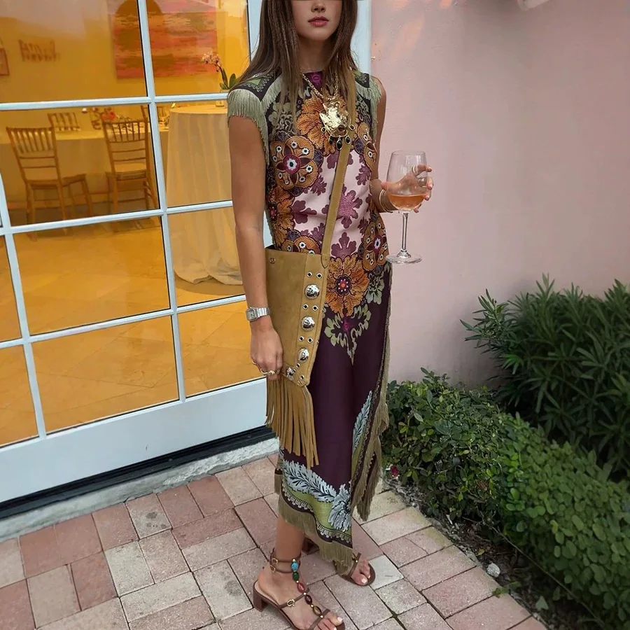 Fringed Satin Jumpsuit Set - usage example