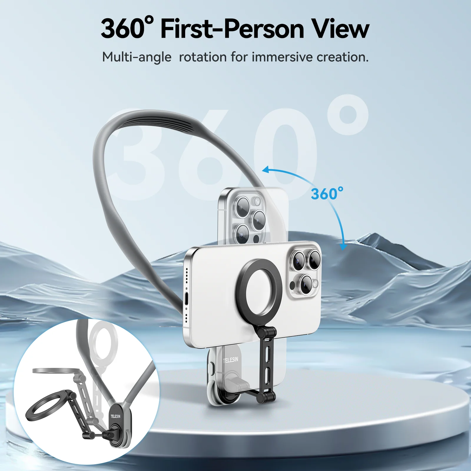 

TELESIN Max Magnetic Neck Mount Silicone Quick Release Hold for Iphone 15 14 13 12 11 10 SAMSUNG HUAWEI XIAOMI Phone Accessories