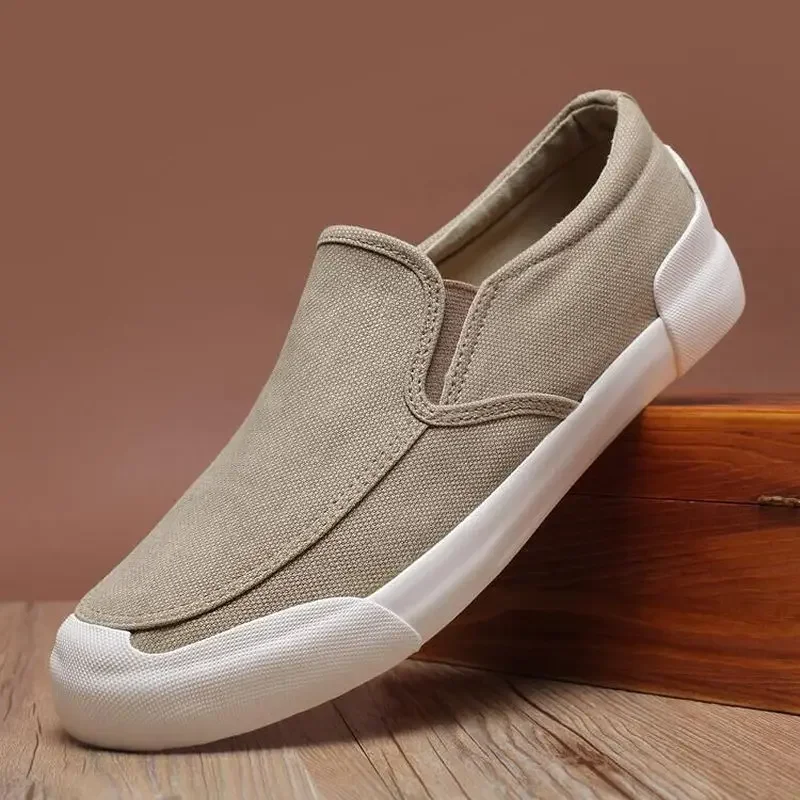 Mùa Thu Nam Vulcanize Giày Sneaker Thoáng Khí Đơn Giản Joker Cho Nữ Xuân Thu Slip On Nam Vải Canvas Chịu Mài Mòn đế Bằng