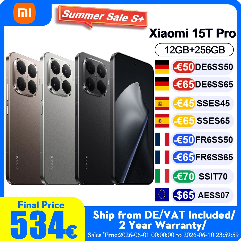 Versión Global Xiaomi 15T Pro Smartphone NFC ﻿   Pantalla AMOLED de 6.83 pulgadas, cámara triple Leica de 50MP, teléfono celular Xiaomi 5G sin cargador