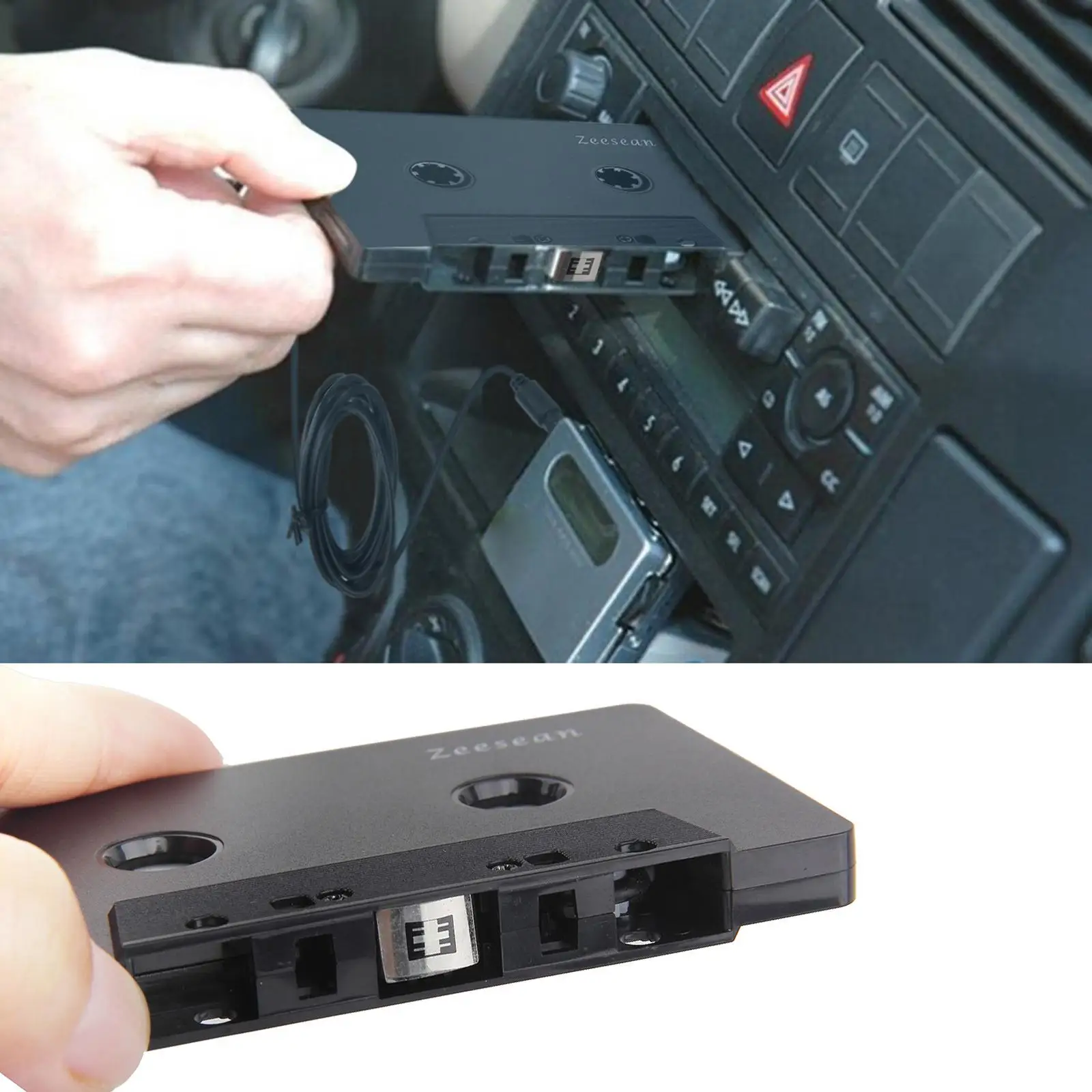 Dual Channel Car Adapter Cassette to MP3 Converter with 3.5mm Aux Jack for Vintage Car Players