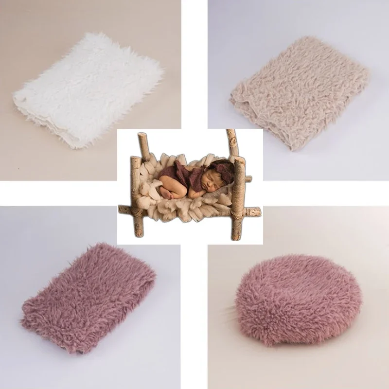 

Коврик для фотосъемки новорожденных, мягкий плюшевый мех норки, прямоугольное одеяло, кровать для позирования, фон, подушка, реквизит для студийной детской фотосессии