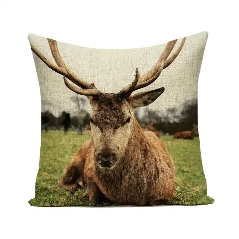 Poszewka na poduszkę Wildlife Cute Deer Moose Face Poszewka na poduszkę Home Living Room Decor Dekoracja 45x45cm