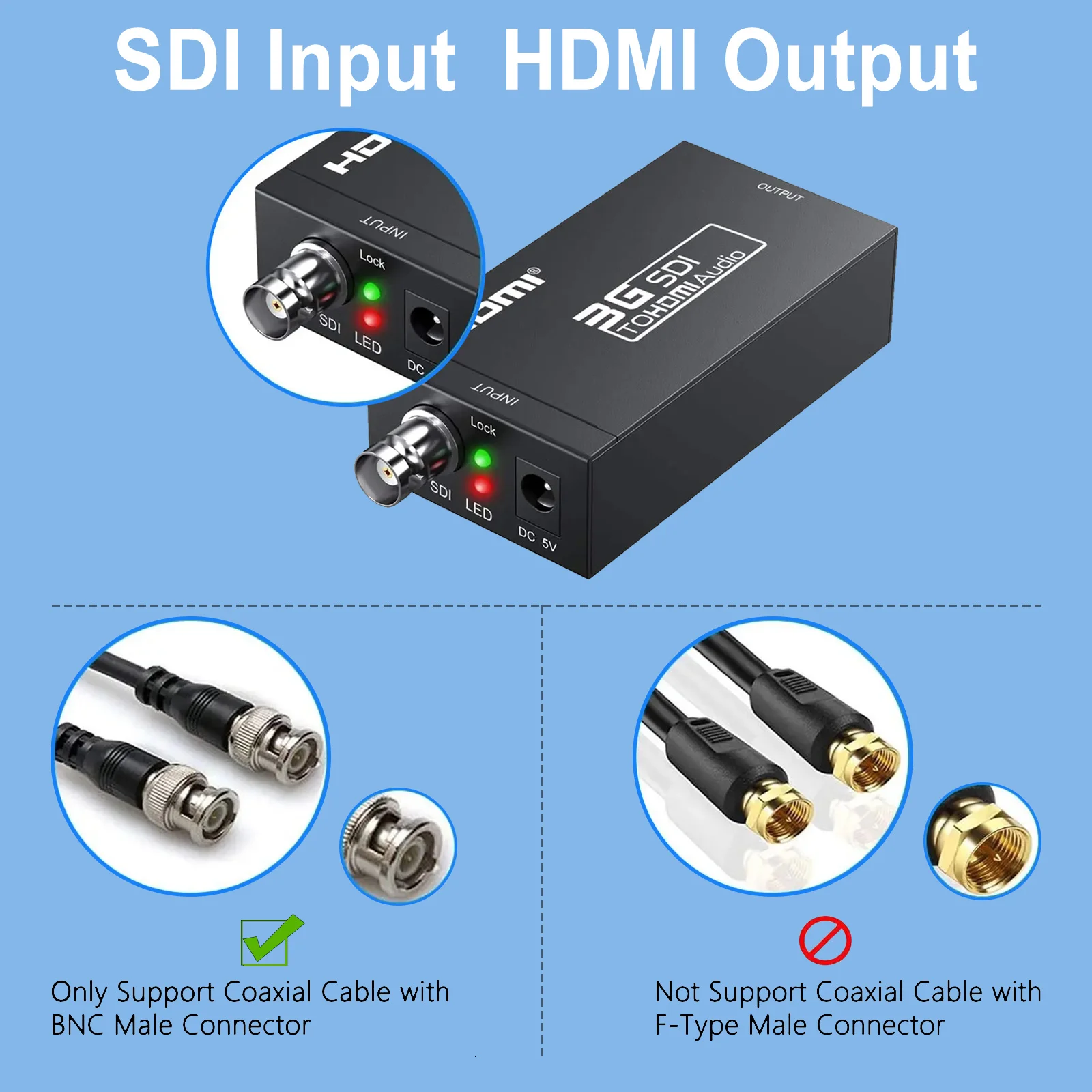SDI в HDMI конвертер аудио видео BNC в HDMI адаптер HD 3G SDI в HDMI и DC 5V 1A адаптер для монитора HDTV