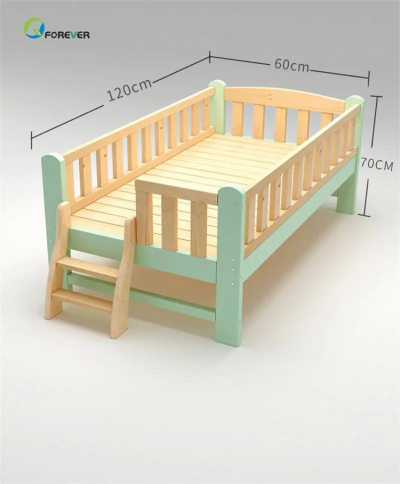 Children's Bed with Guardrail  Colorful Crib  Modern Design Widened Design to Protect Children's Safety  Baby Cot