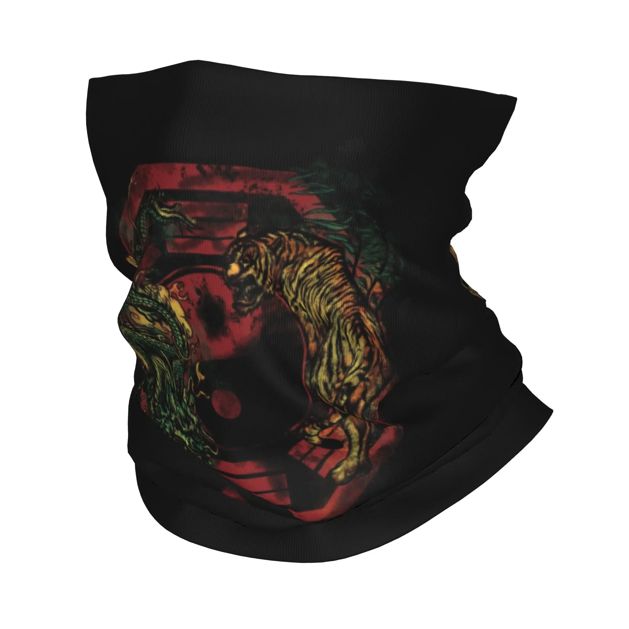 Custom The Dragon Vs The Tiger Crest Bandana Neck Gaiter UV Protection Face Scarf Cover Women Men Yin Yang Chinese Martial Arts