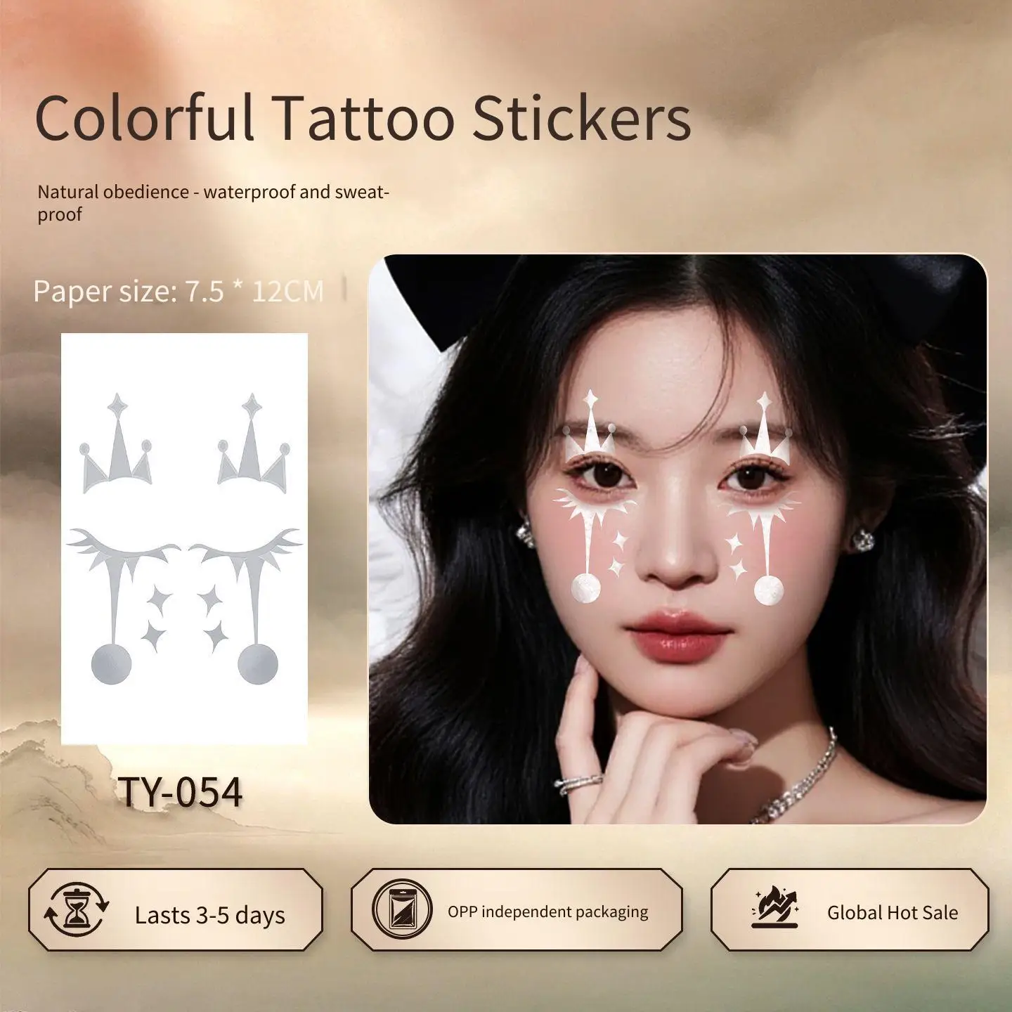 1 Sheet Per Pack Temporary Tattoo Sticker Waterproof Long Lasting Crown Face for Women