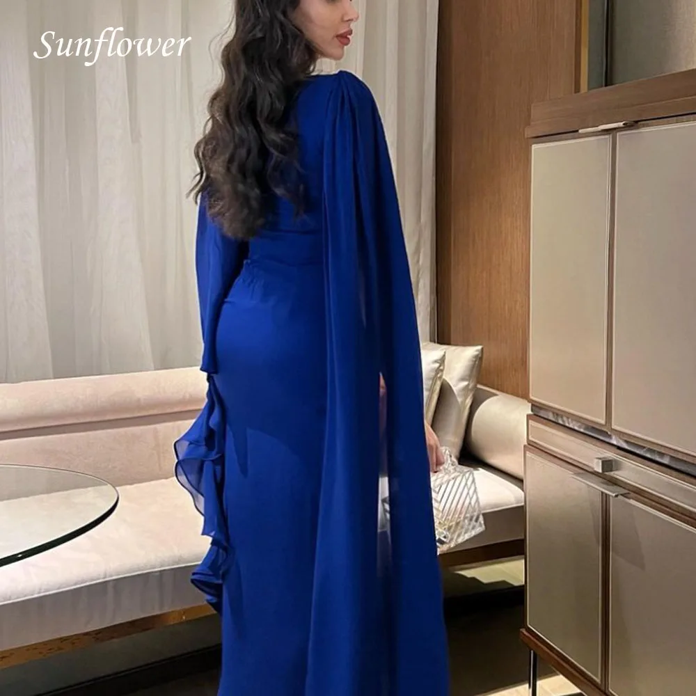 Sunflower Simple One-Shoulder Prom Gowns Ankle-Length Mermaid Evening Dress Tiered Chiffon Party Dress 2023 High-end Custom