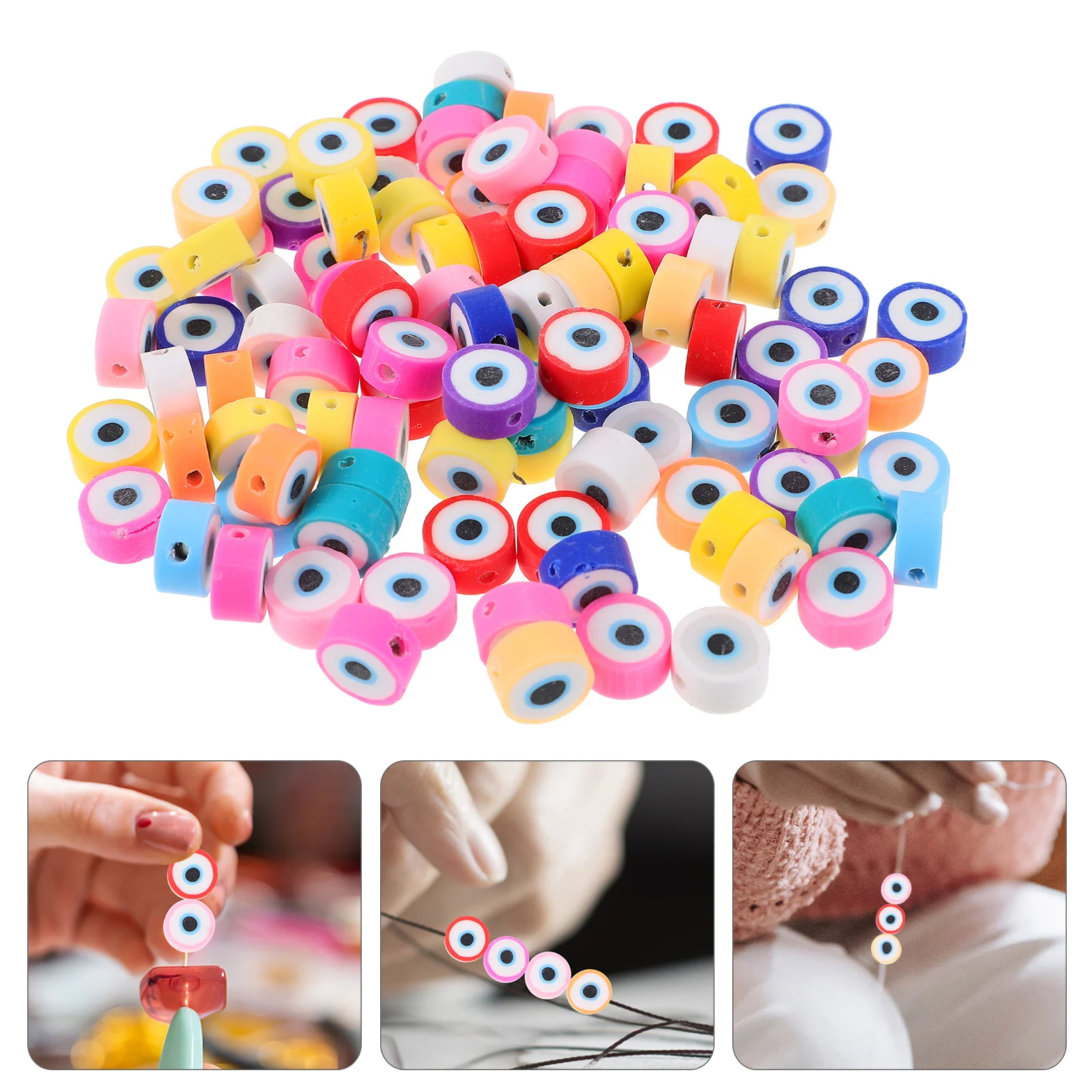 

200pcs Evil Eye Loose Beads Diy Spacer Beads For Jewelry Making Handcraft Bracelet Necklace Craft Projects Multi-Use Bead Charms