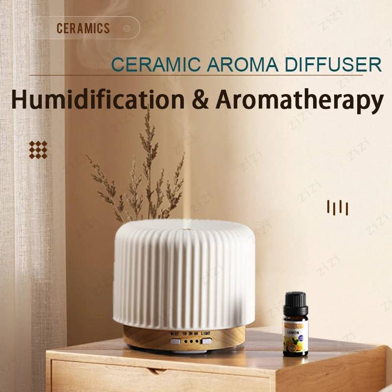 Ceramic Solid Wood Essential Oil Atomization Humidification Aromatherapy Machine Small Night Light Aromatherapy Machine