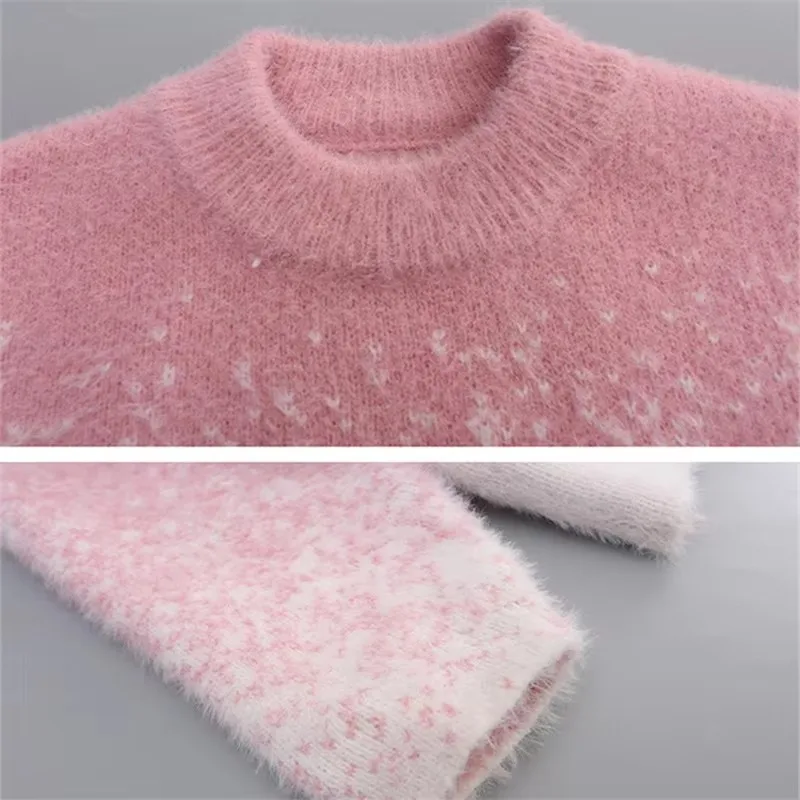 Candy Color Girl Starry Sky Sweater Child Knit Clothes Pullover Outerwear For Teenager Kids Pink Gradient Sweater Knitwear 5-14T