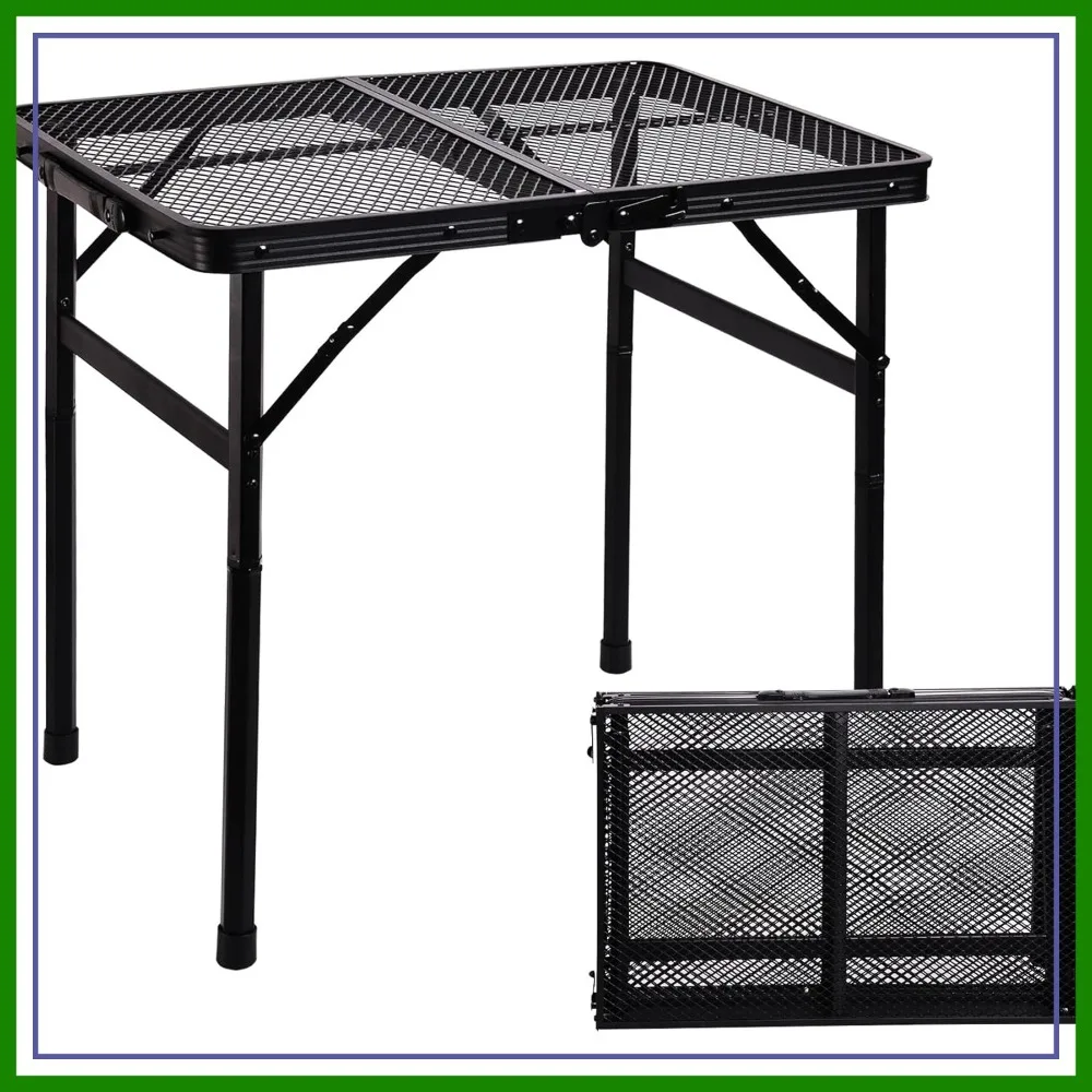 

Portable Small Folding Table, Metal Camping Grill Table for BBQ, Picnic & Patio, Lightweight Foldable Outdoor Side Table, 23” x 15”