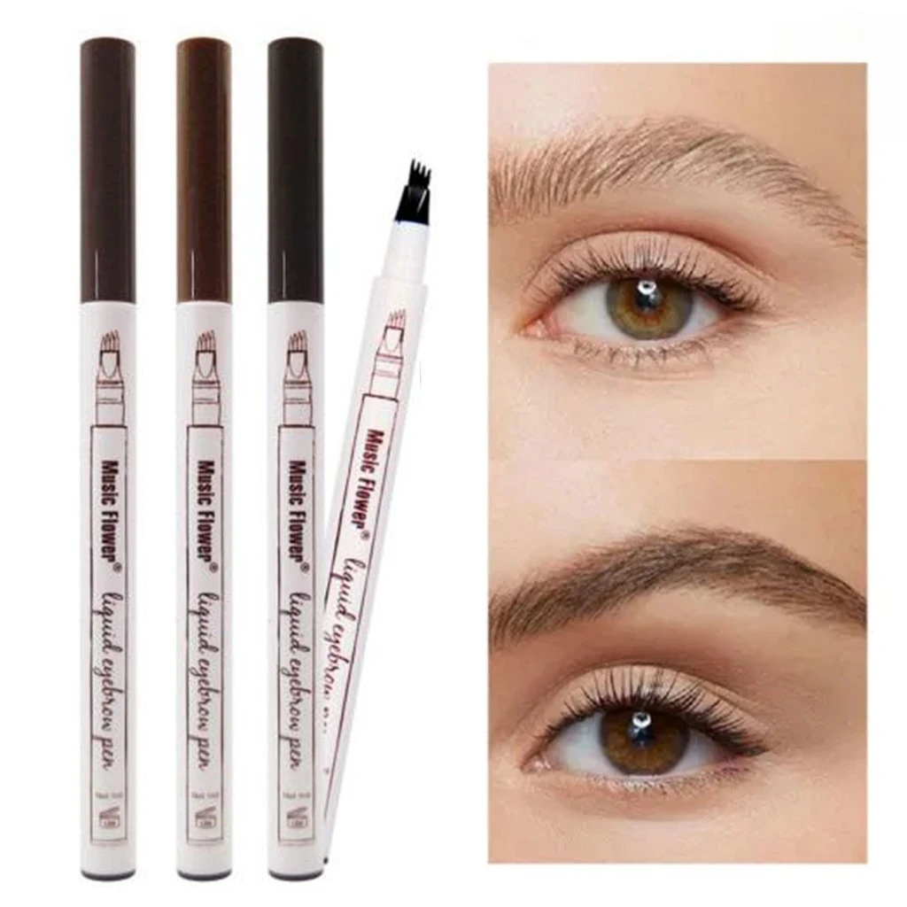 Lápis de Sobrancelha Microblading 4 em 1 com Ponta Precisa, Efeito Tatuagem de Longa Duração e à Prova d'Água