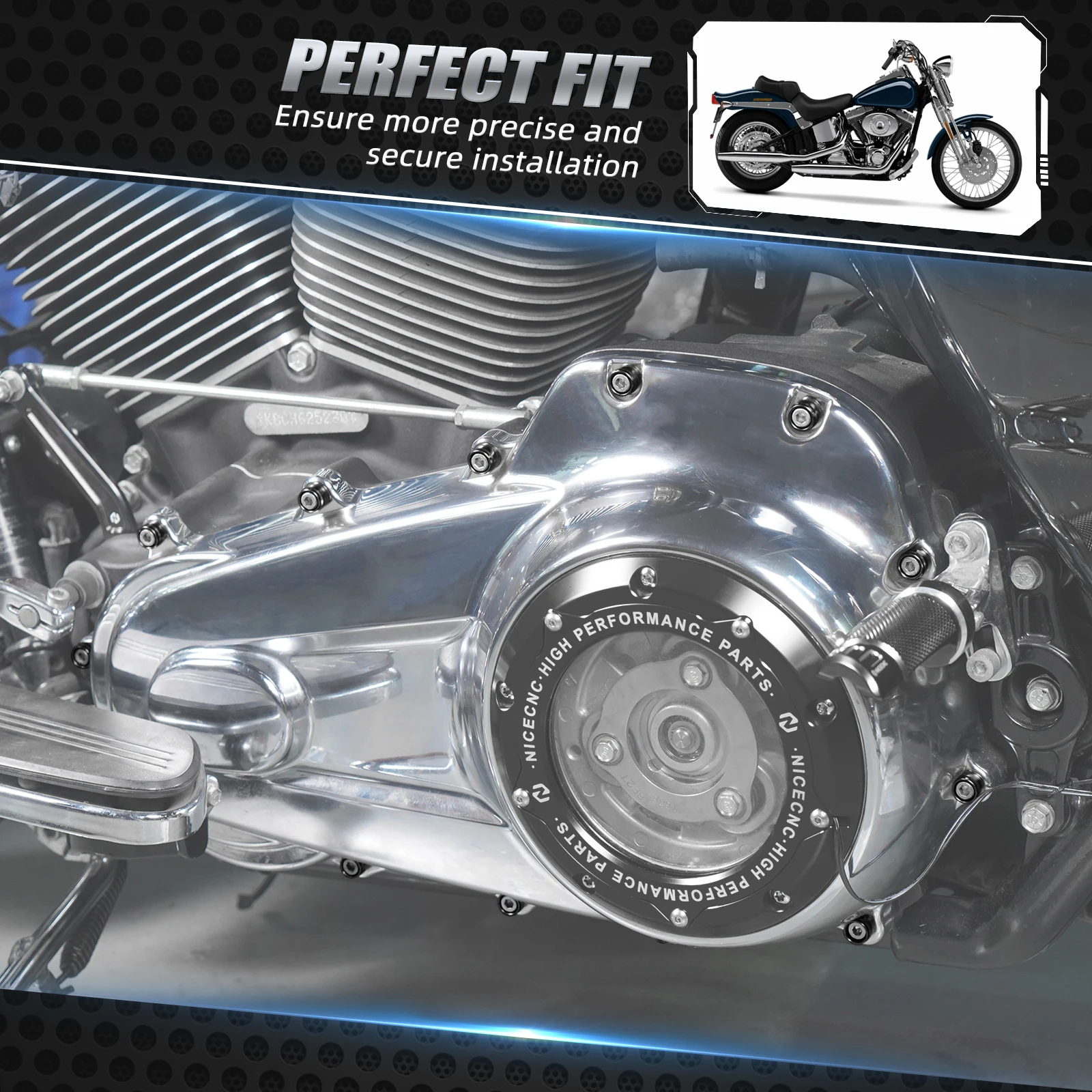 For 2007-2017 Harley Dyna Street Bob FXDB Fat Boy Primary Cover Bolt Decorative Rings for Low Rider 2014-17 Softail Slim 2012-17 image 4
