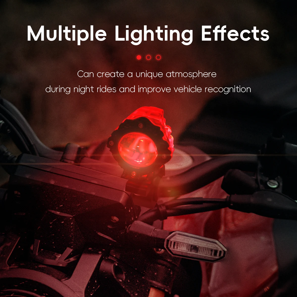1PCS Motorcycle LED Lens Fiery Demon Spotlights White Yellow Flash High Low Beam Headlights Vehicle Modified Lights Universal