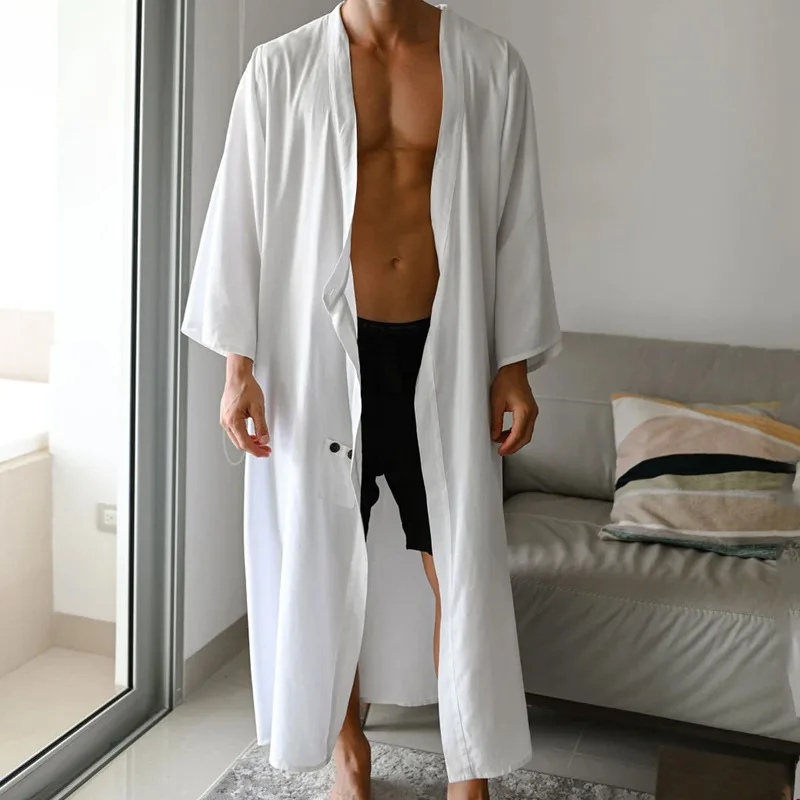 New Men's Casual Fashion Cape Jacket, Solid Color Trend Button-up Spring And Summer Shirt