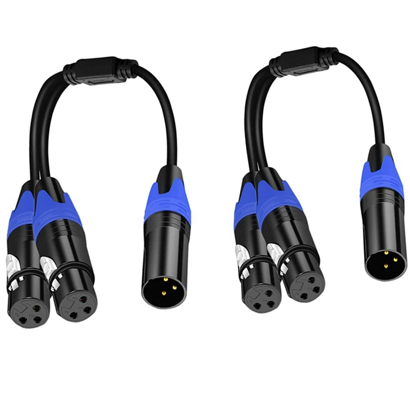 

2PCS XLR Male To XLR Dual Female Y Splitter Microphone Cable 3Pin Mic Adapter Cable Y-Splitter Balanced