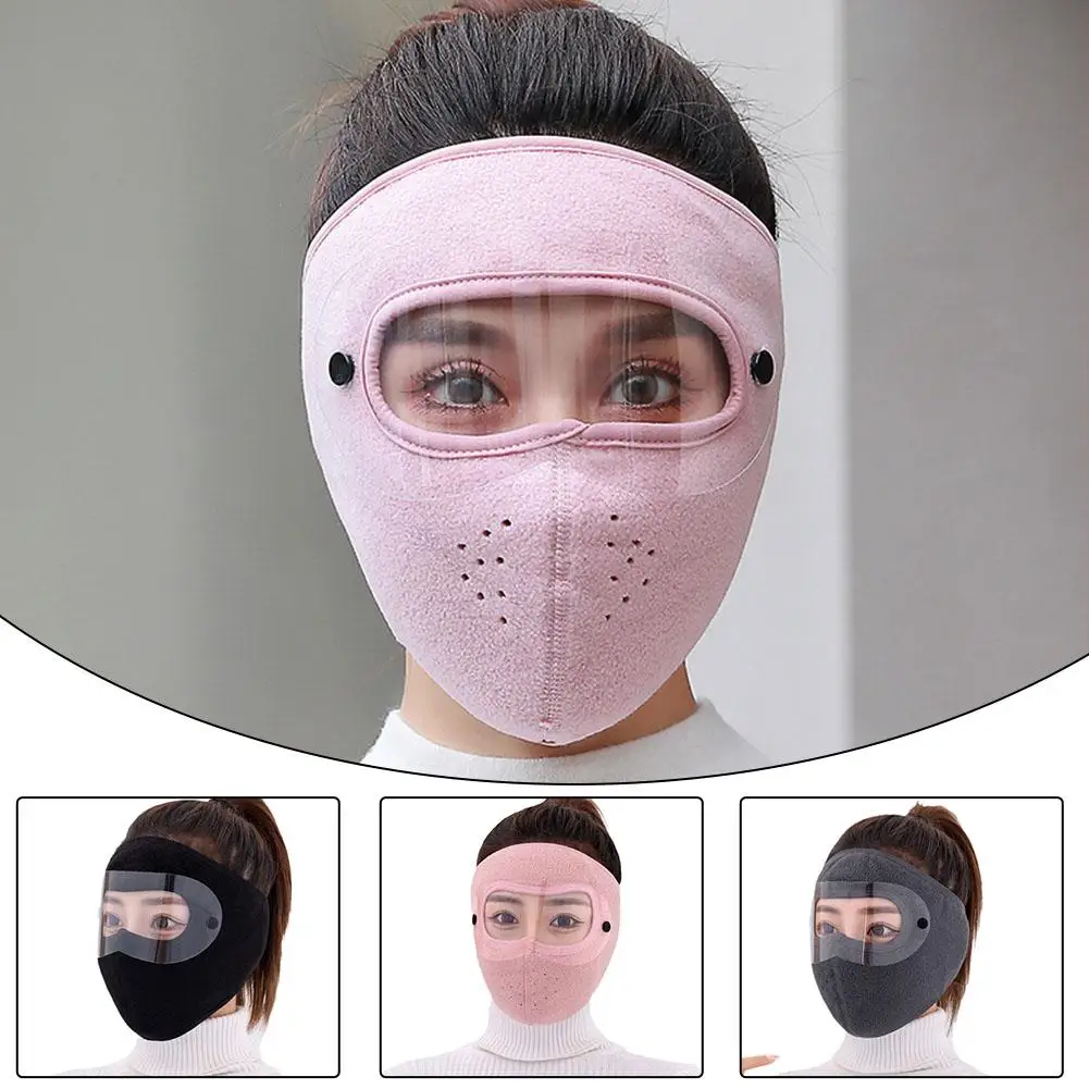 Autumn Winter Warm Mask Polar Fleece With Removable Riding Windproof High-definition Goggles Anti-fog Visor Protection 