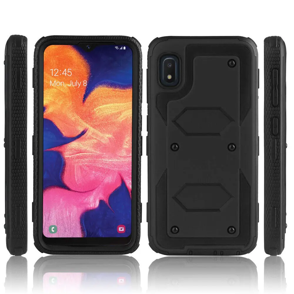 3 in 1Heavy Tough Rugged Armor Shockproof For Samsung Galaxy A10e A20 A30 A50 Holster Belt Clip Case Cover+Tempered Glass