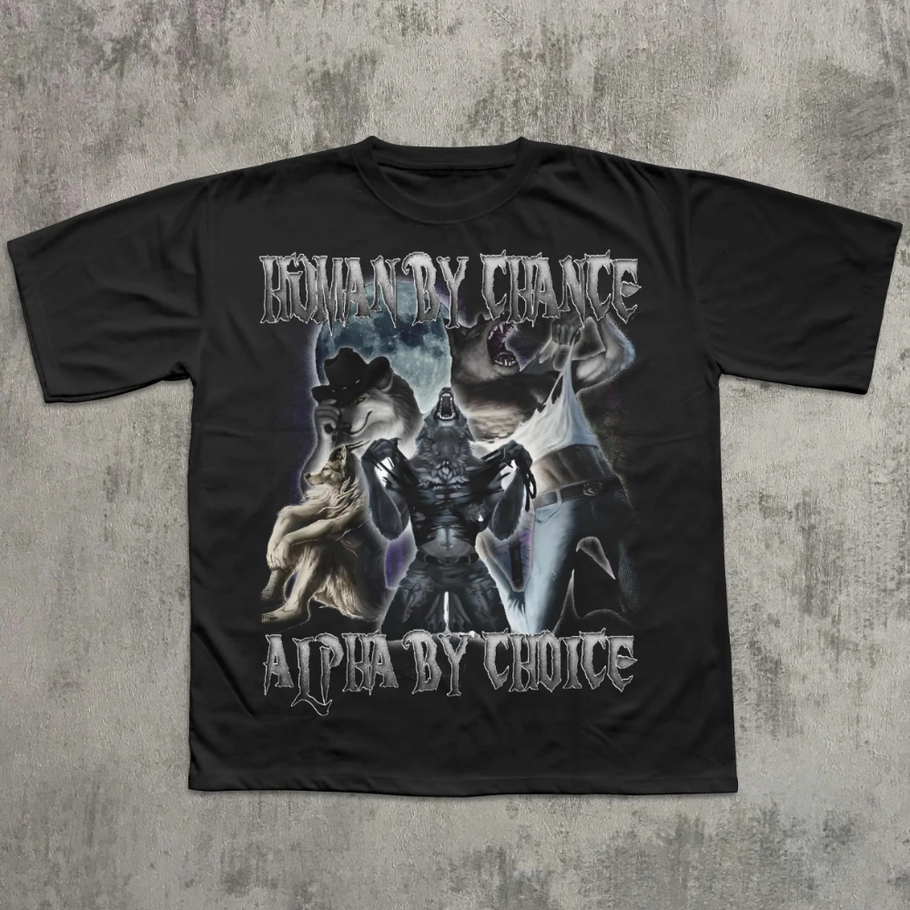 الإنسان حسب الفرصة ألفا بالاختيار مضحك بالذئب تمزيق قميص الذئب تي شيرت ملابس غريبة القمصان الكي كريينج تي شيرت ذلك