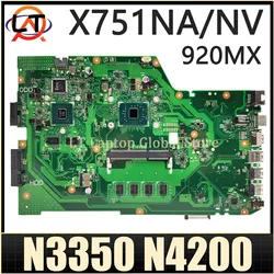 X751na mainboard für asus x751nv x751nc x751n laptop motherboard mit n3350 cpu 4gb-ram uma/920mx