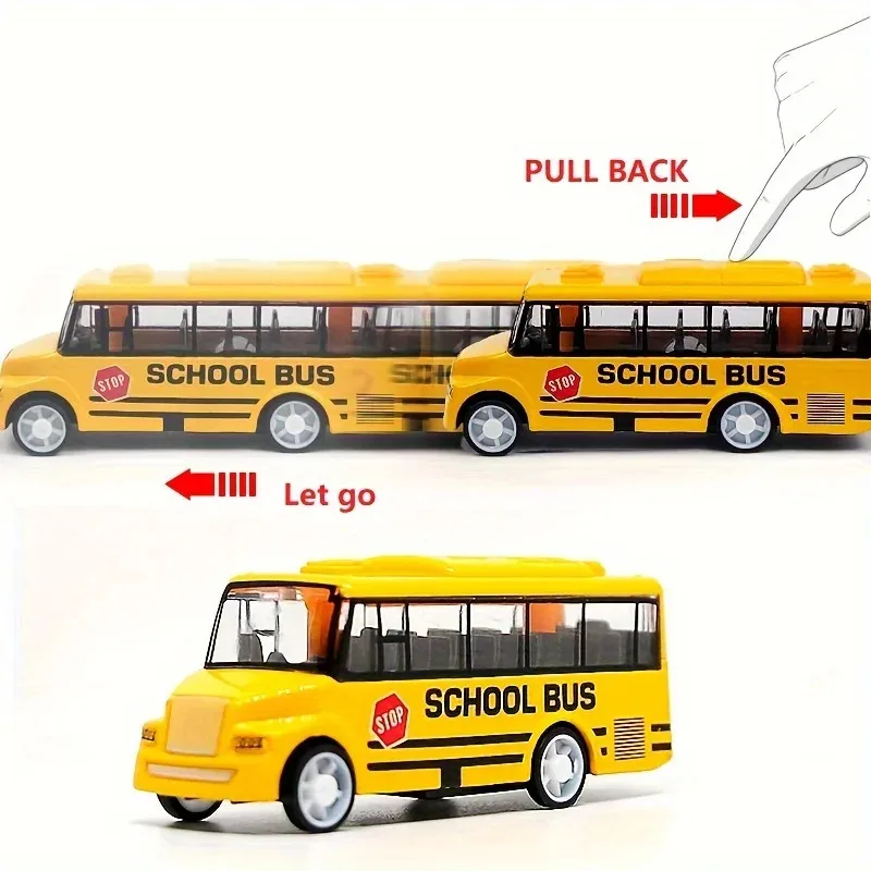 幼児向けの絶妙で興味深いイエローバスをシミュレート、プルバック機構付き高品質のクールなスクールバスのおもちゃ