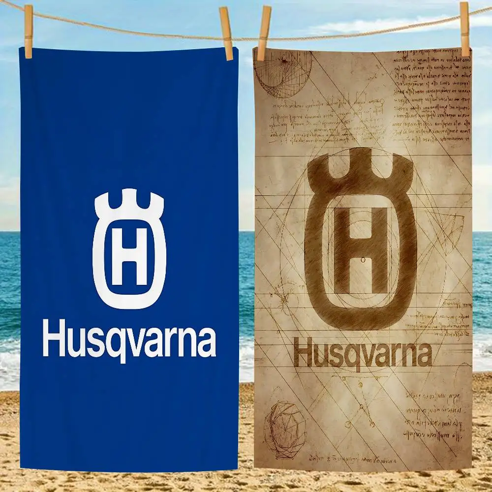 H-Husqvarnas Logo Big Microfiber Beach Towels Quick Dry Towel Sand Beach Towels Pool Towel for Travel Swim Pool Yoga