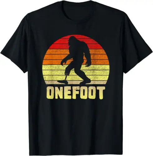 NEW Onefoot Leg Amputee Recovery Bigfoot Funny Retro Sunset T-Shirt