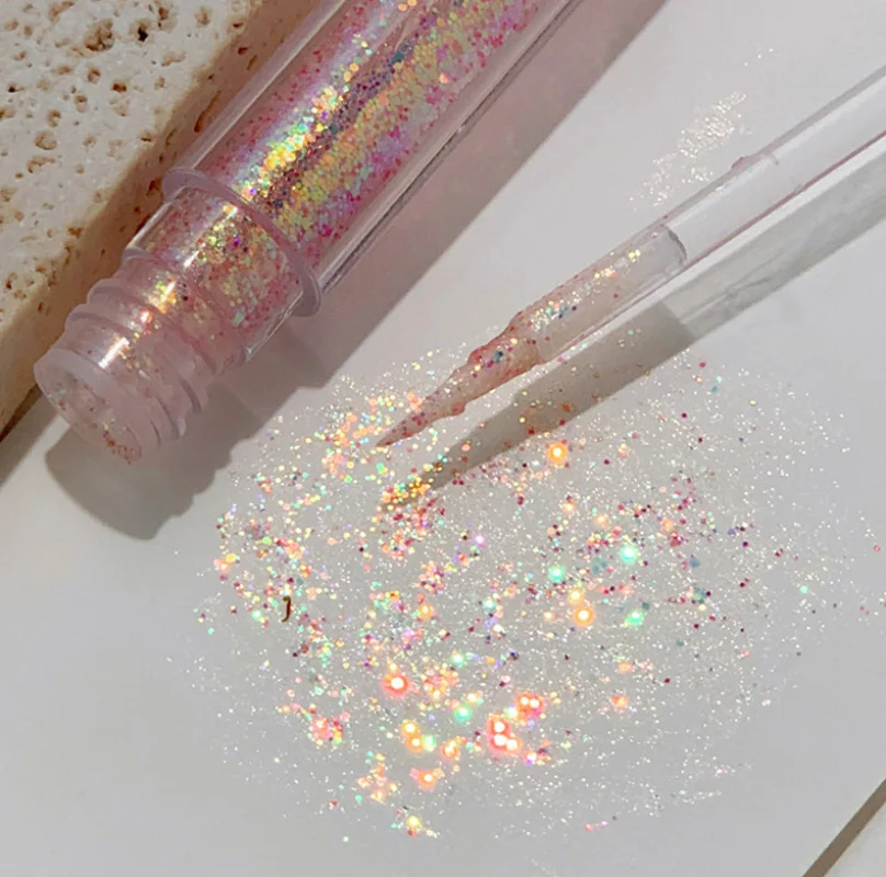 Sequin Liquid Eyeshadow Pink Gold Pearlescent Glitter Eyeliner Long Lasting Waterproof Cut Crease Eye Shadow Party Eyes Makeup