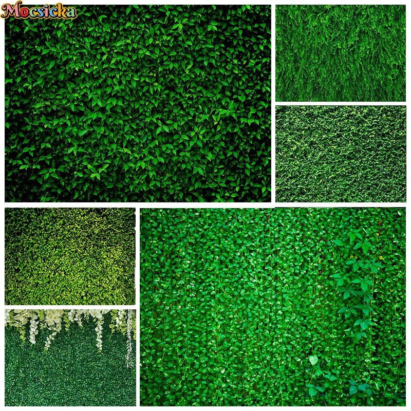 

Green Leaf Wall Background For Photography Natural Grass Plants Easter Spring Backdrop Wedding Birthday Decor Baby Photo Studio