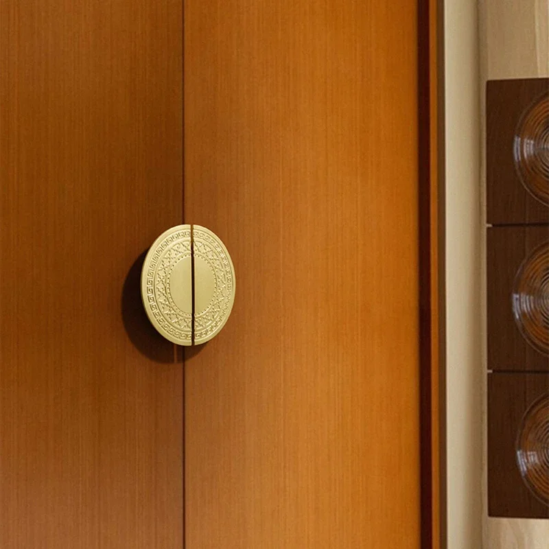 

YM New Chinese Kitchen Disc Pair Cabinet Door Handle Antique Bronze Wardrobe Small Handle High Quality Drawer Single Hole Handle