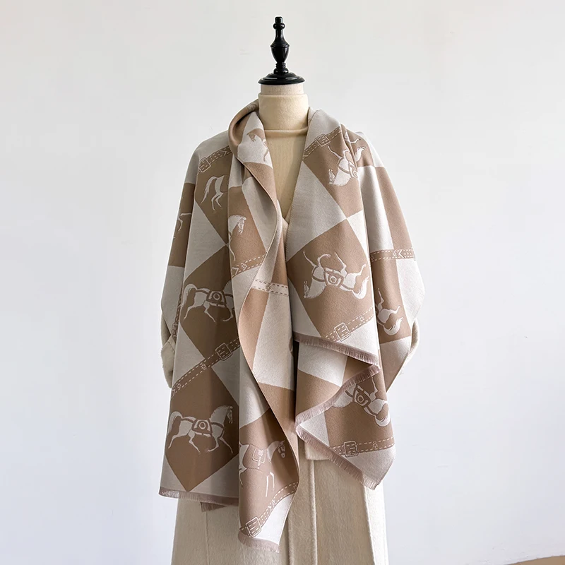 

Элегантный шарф с сердечным узором, имитация кашемира, мягкая теплая универсальная шаль, холодостойкий ветрозащитный шарф-одеяло на осень-зиму