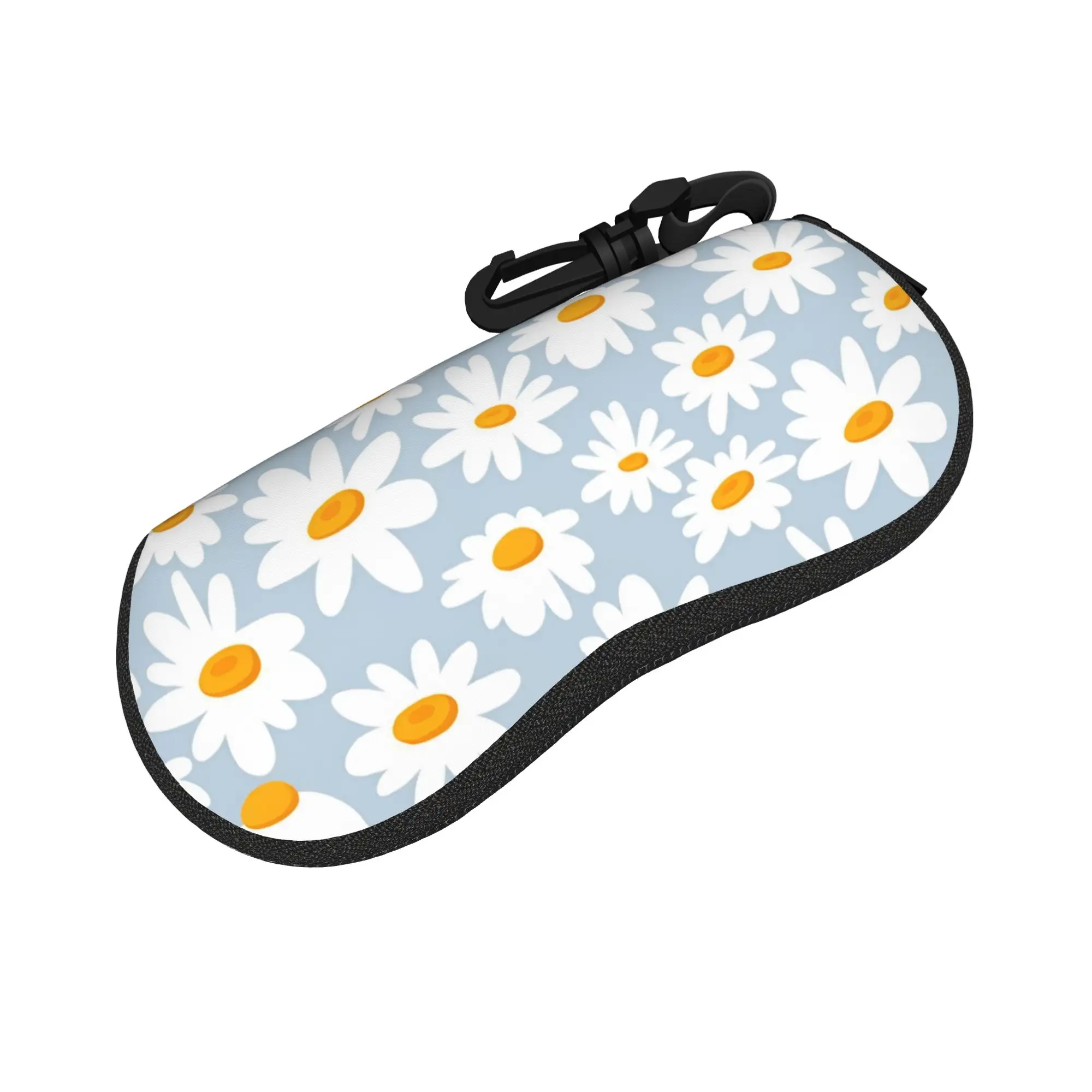 Harajuku Daisy flower Glasses Case Convenient Zipper  Glasses Box Anti-Pressure Eye Contacts Case