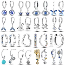 2026 Fashion 925 Silver Luminous Shell Earrings For Women Pave CZ Heart Shape Star Moon Hoop Earrings Engagement Wedding Jewelry