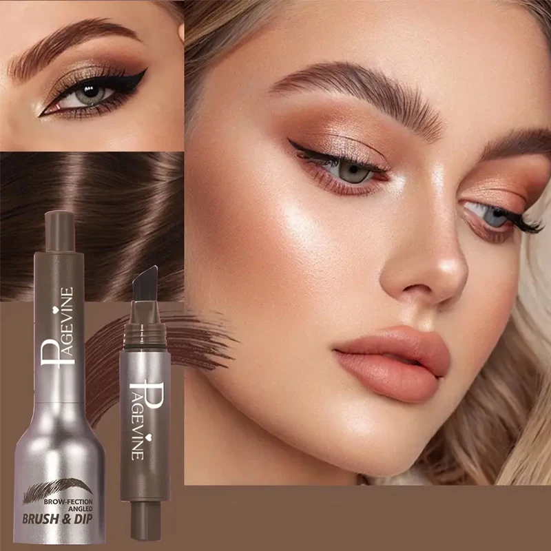 Waterproof Long-Lasting Eyebrow Tint Cream with Brush,Smudge-Proof Liquid Pencil for Precise,Natural-Looking Brows,Square Brush