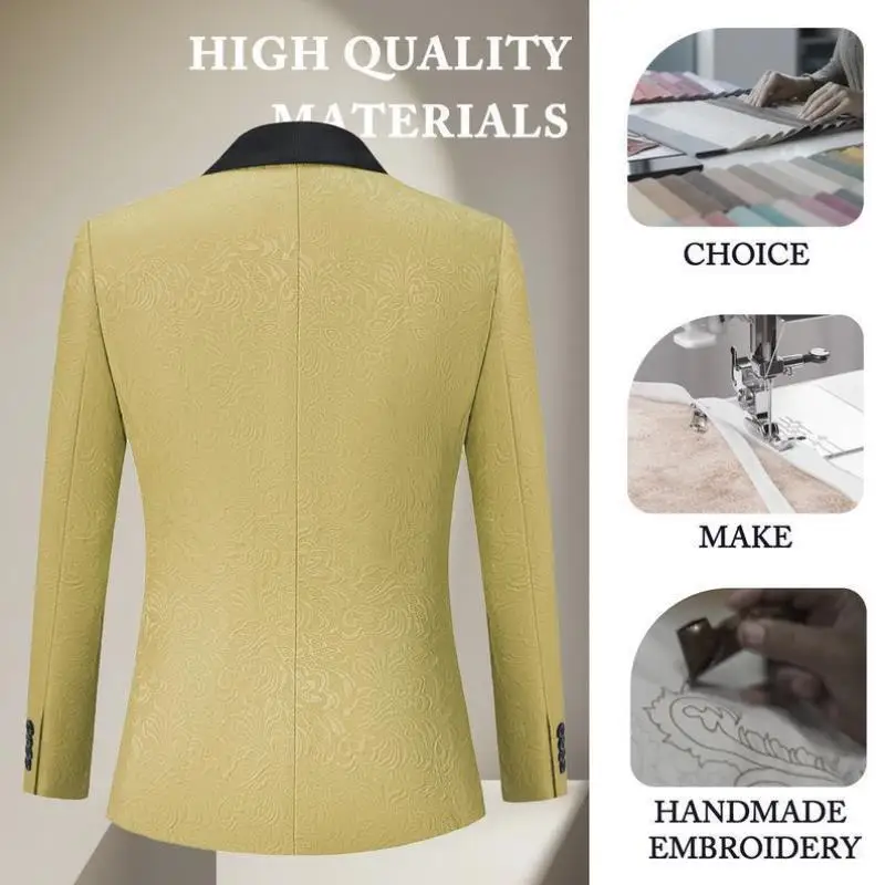 

Повседневная мужская ткань с вышивкой, специальная широкая посадка, длина Seven Sve, двубортная пуговица