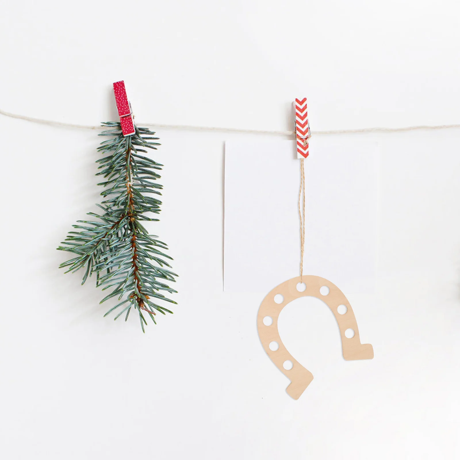 

10Pcs Wooden Slice Hanging Decor Horseshoe Shape Unfinished Wood Chips for DIY Painting Craft Graffiti Accessories