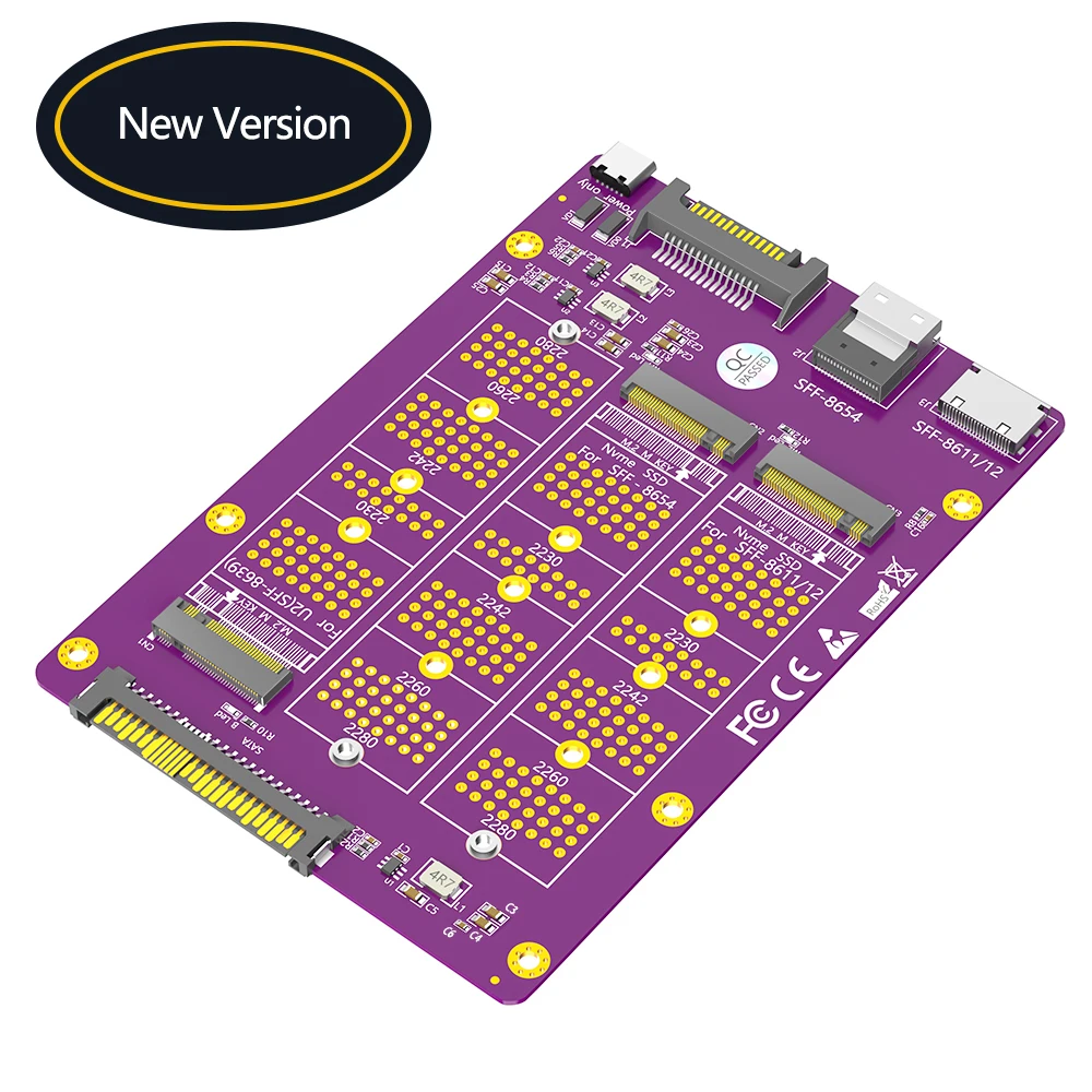 3 in 1 Combo M.2(NGFF) NVMe SSD/SATA-Bus SSD to SFF-8611/8612  8654/and SATA Adapter