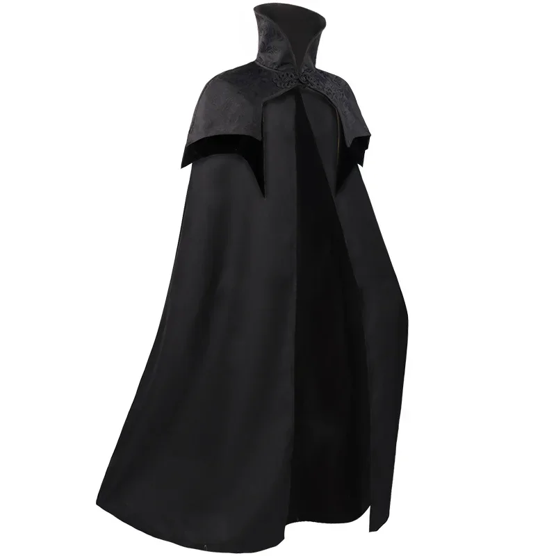 Men's Noble Gothic Long Cloak Big Hem Vampire Stand Collar Cape Steampunk Darcula Cosplay Halloween Medieval Poncho