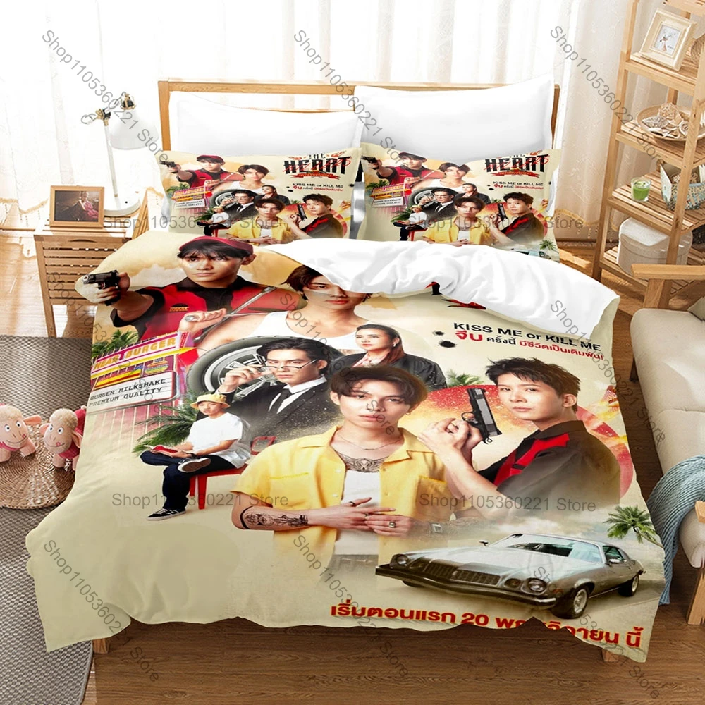 Cool The Heart Killers Thai Drama Print 3PCS Bedding Set Duvet Cover + 2 Pillowcases Soft Bed Linen Bedroom Decor For Thai Serie