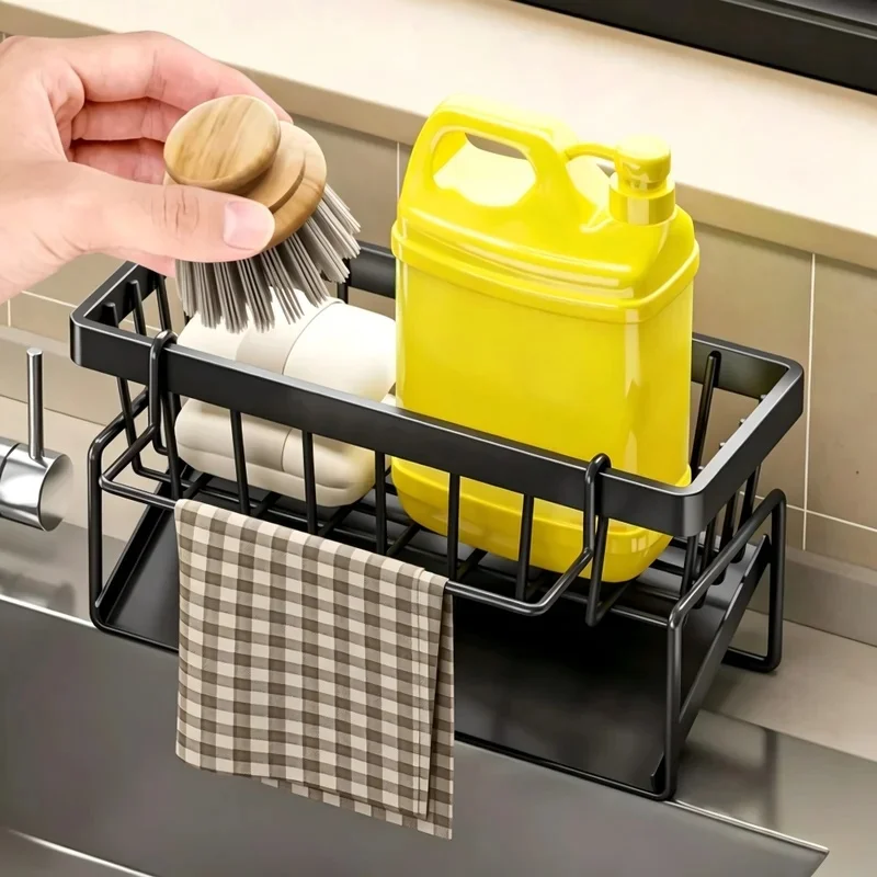 Over-Sink Faucet Caddy – Compact Spice Rack & Utensil Holder with Drain Tray