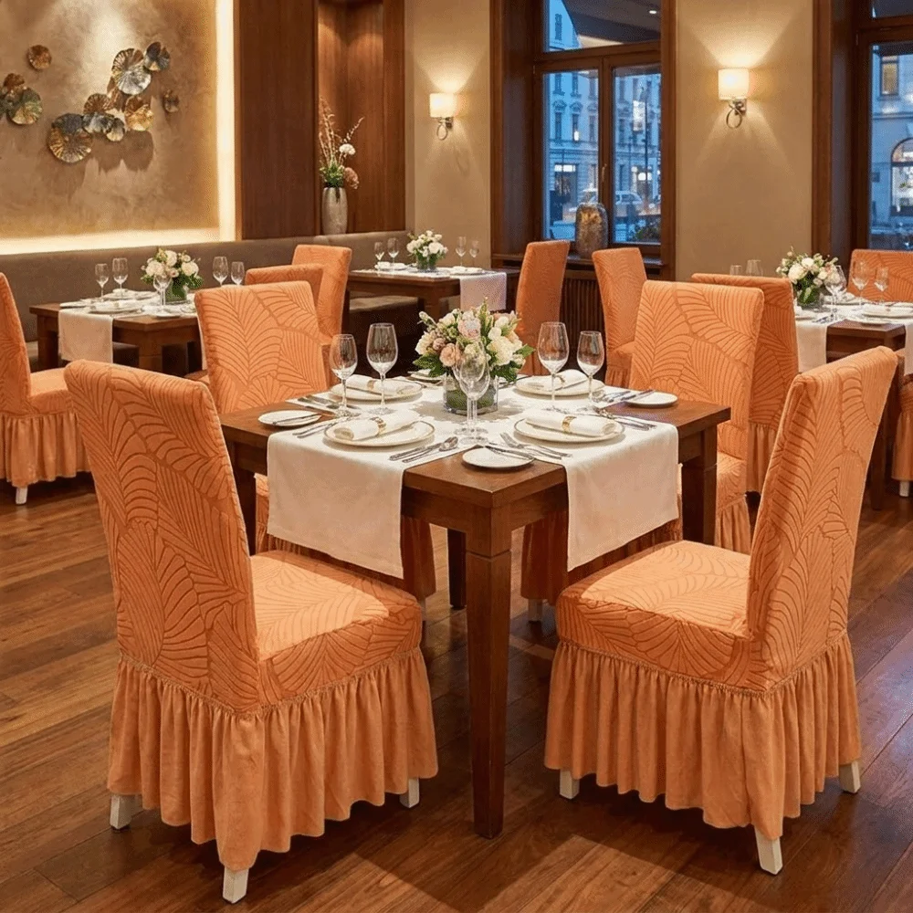 Dust-proof Stretch Jacquard Dining Chair Cover Thickened Wear-Resistant Banquet Chair Cover Anti-Slip Chair Cover Protector