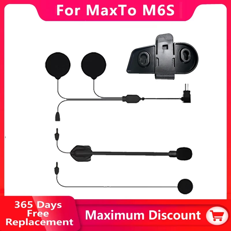 

Maxto M6S Motorcycle Helmet Headset Intercom Glued Adhesive Holder Mount Base + Dual Microphone Earphone for Maxto M6S