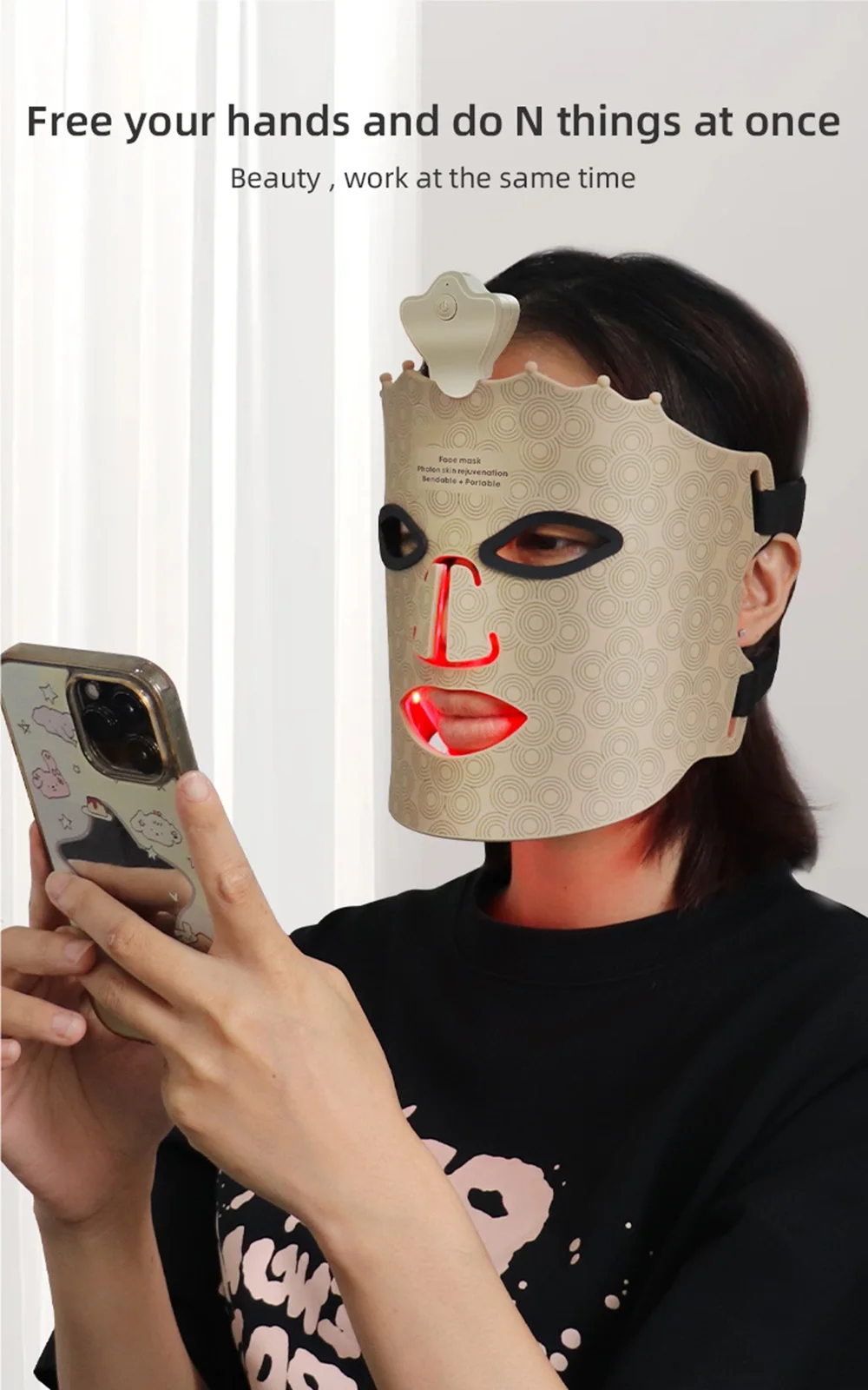 Wireless Led Beauty face Mask Infrared Home Use Led Mask Light Therapy Led Facial Masks