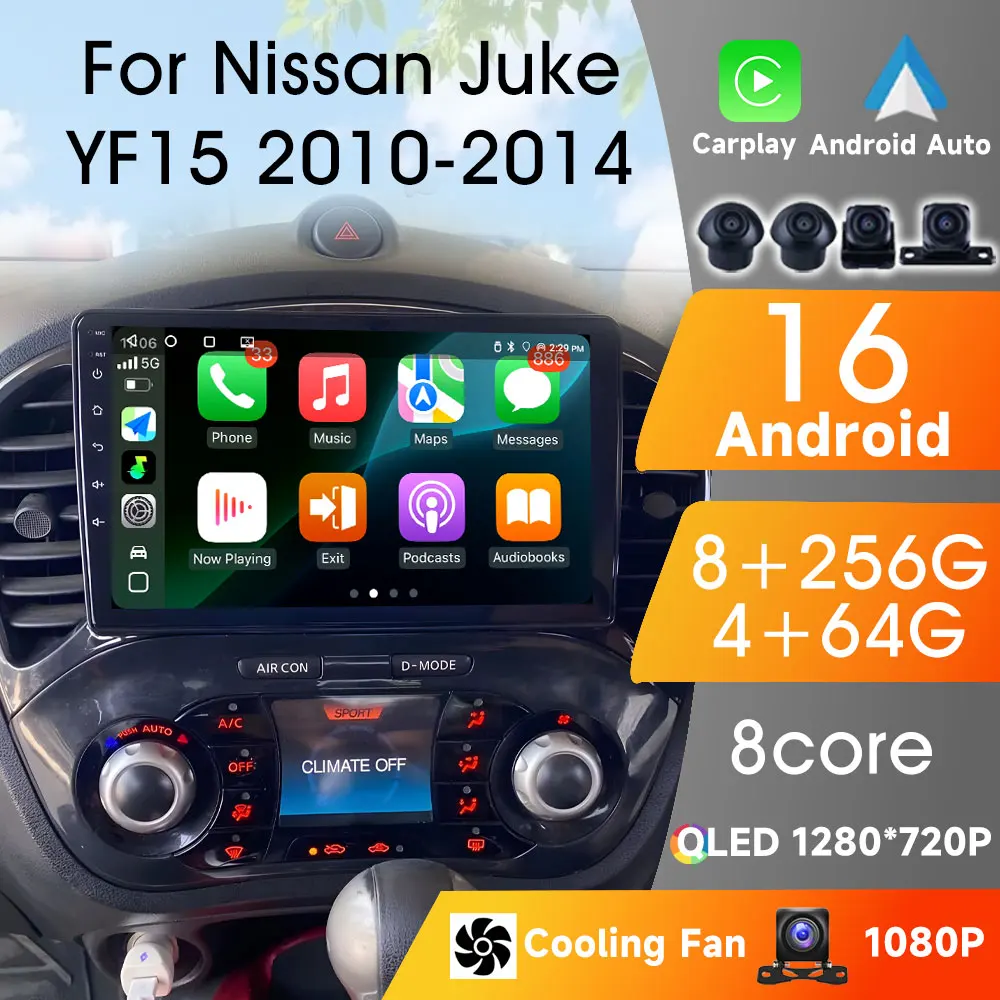 

For Nissan Juke YF15 2010-2014 Carplay Android Auto Car Radio Bluetooth 2Din Android Autoradio Video Stereo Multimedia Android